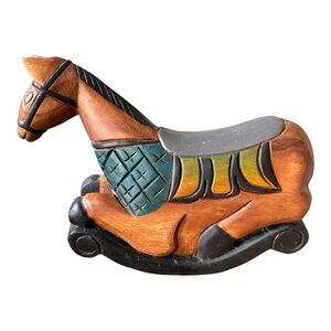 Handcrafted Wooden Rocking Horse Decor